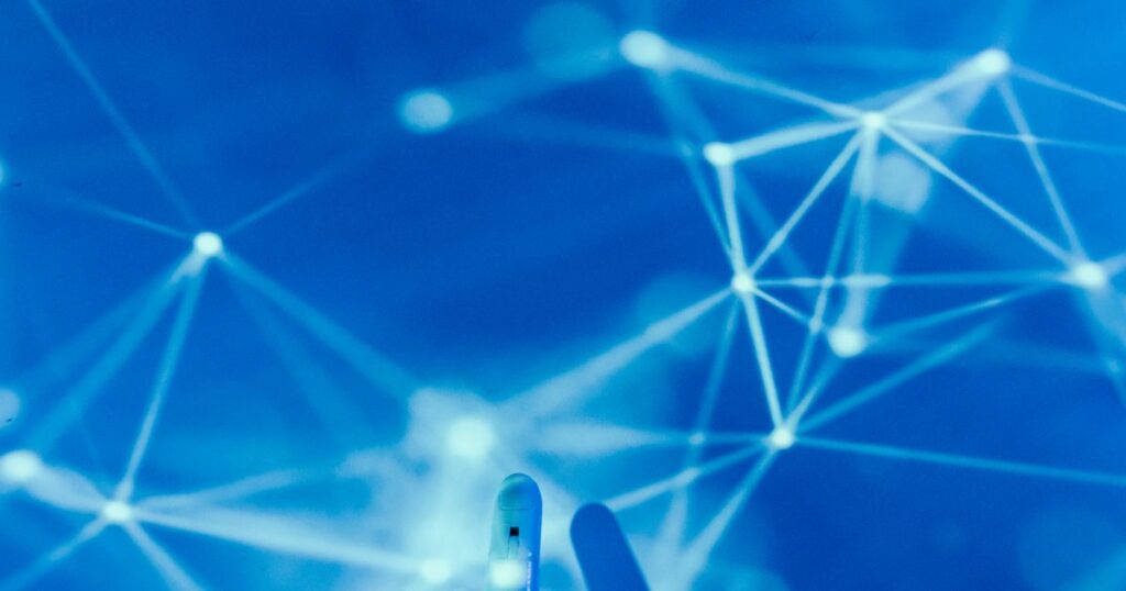 Concetto di intelligenza artificiale e rete digitale — AI per le PMI